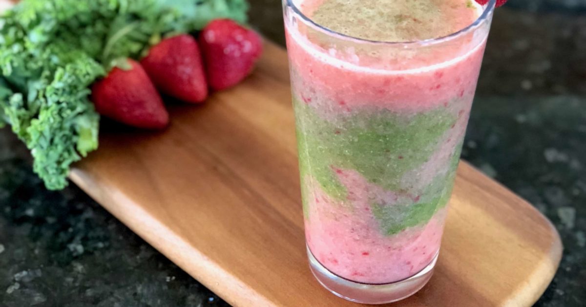 Impress your friends with this beautiful Strawberry Kale Smoothie! The mix between the sweet pineapple, strawberry, and kale makes for the perfect, slightly-sweet smoothie combo.