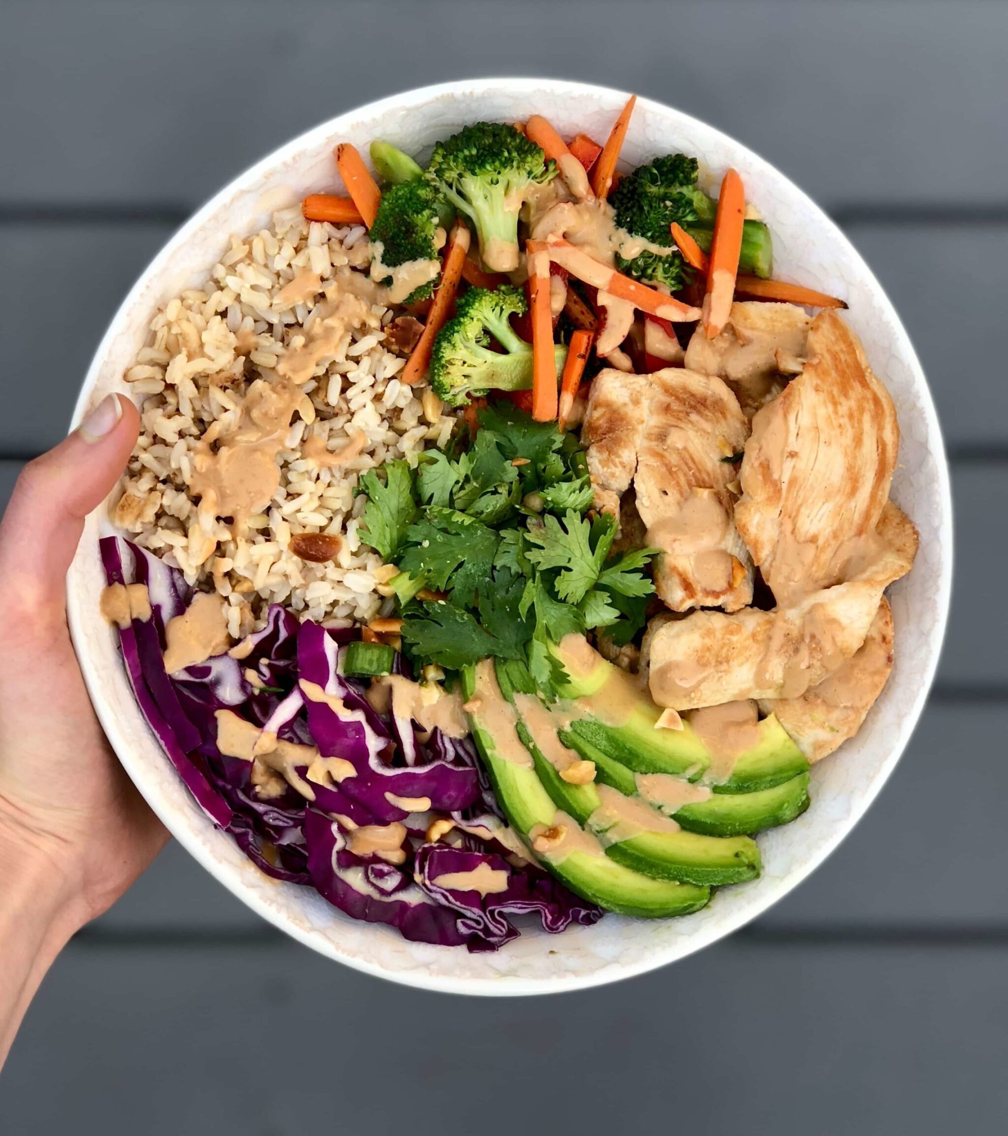 Try this delicious Thai Peanut Umami Buddha Bowl for your next meal prep, lunch, or dinner. The thai peanut sauce is liquid gold!