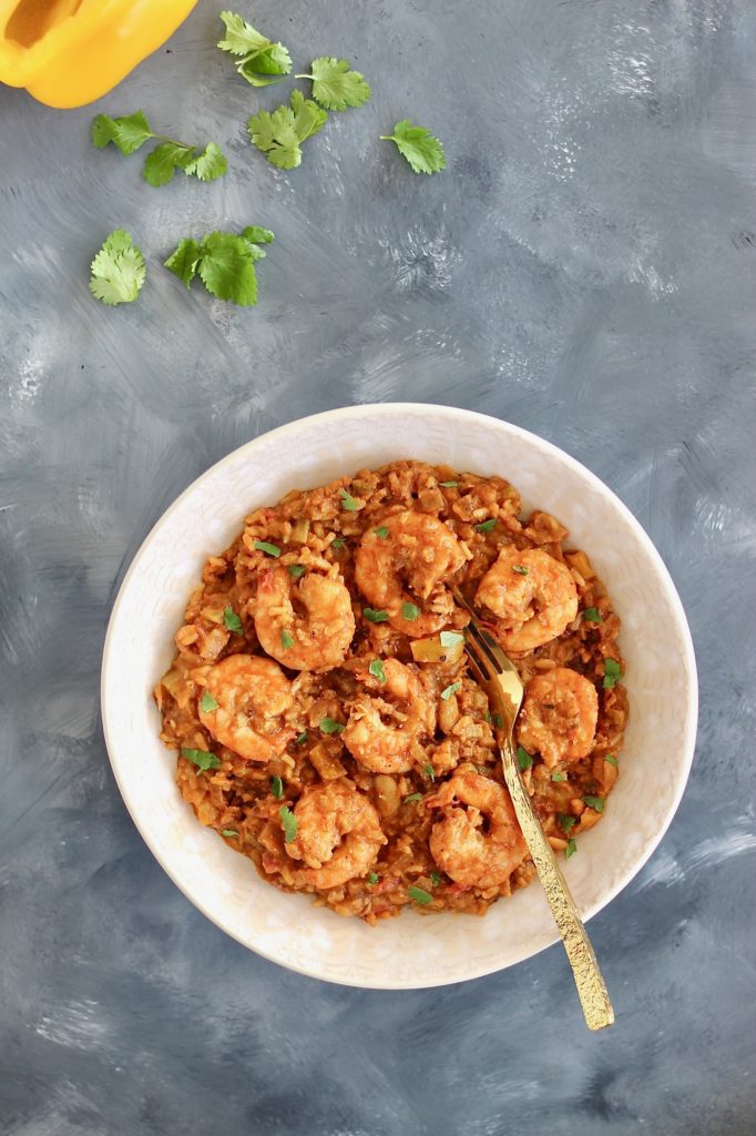 This Shrimp Jambalaya is a creole classic with a healthy twist including whole grains, impressive protein, varying veggies, and incredible flavor!