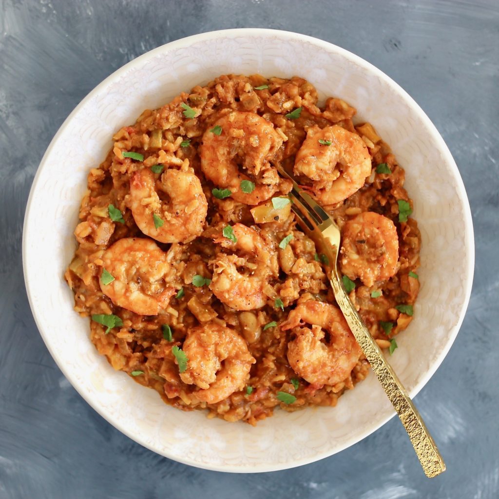 This Shrimp Jambalaya is a creole classic with a healthy twist including whole grains, impressive protein, varying veggies, and incredible flavor!