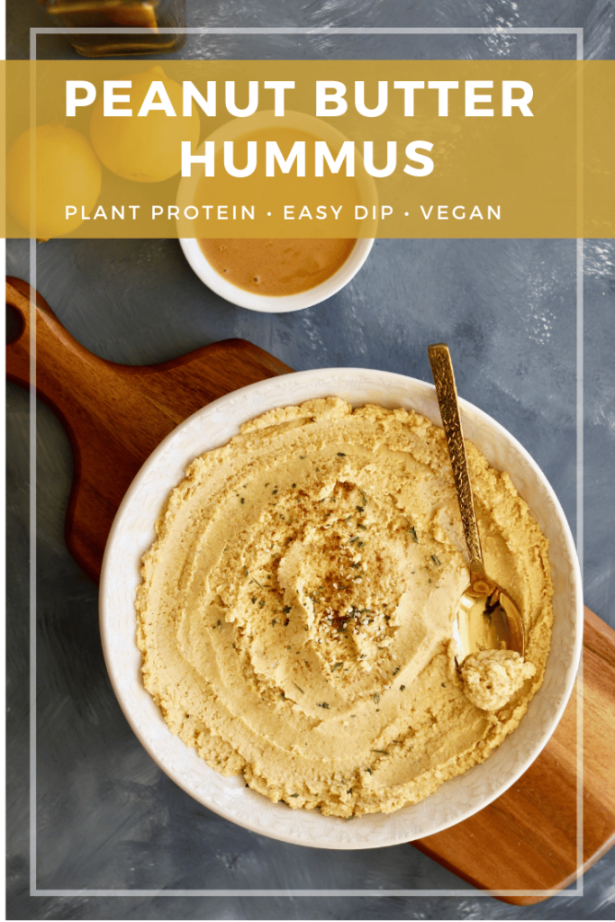 Whip up this healthy peanut butter hummus in 10 minutes or less with ingredients right from your pantry. No tahini needed!