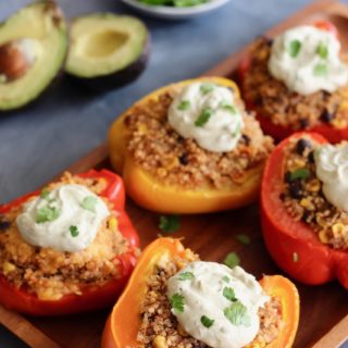 Mexican Quinoa Stuffed Peppers with Creamy Yogurt Avocado Sauce 4 scaled