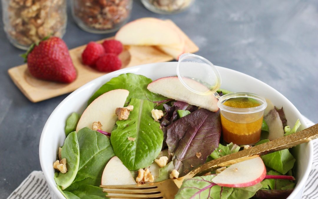 Simple Fruit & Nut Salad with Homemade Vinaigrette for One