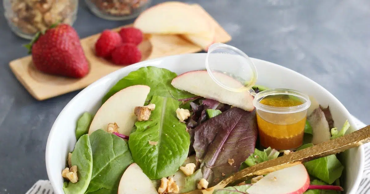Simple Fruit Nut Salad with Homemade Vinaigrette for One 4