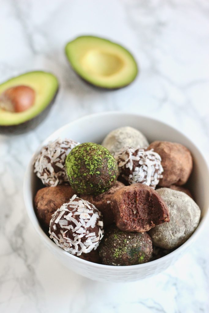 These 3-ingredient dark chocolate avocado truffles are completely customizable and take under 20 minutes to make. Perfect to bring to your next party or add to your holiday dessert table. #vegan #glutenfree #healthydessert #holiday #CheerfulChoices