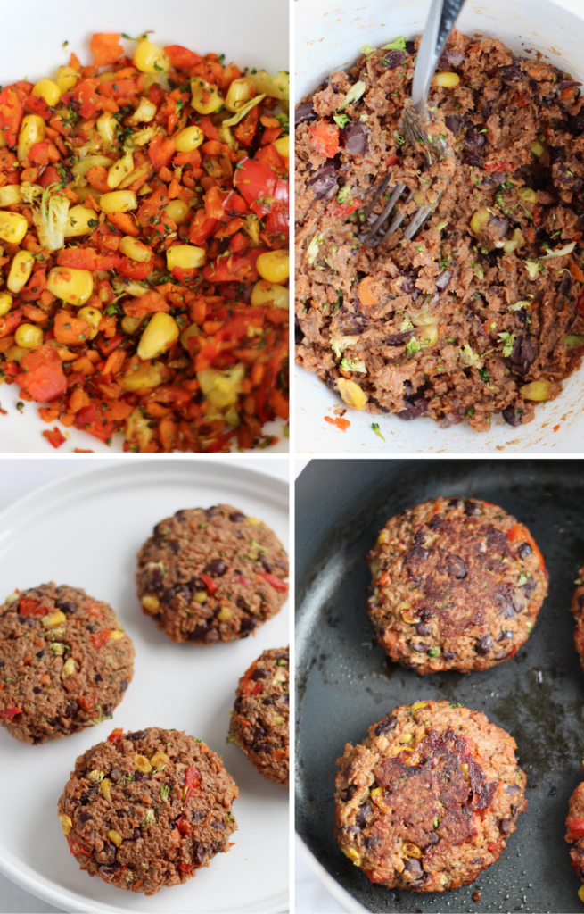 #AD Flavorful veggie burgers are easier than ever in this 20-minute recipe with only 3 main ingredients. These patties are packed with protein and stick together just like regular meat! #PlantPoweredProtein #vegan #glutenfree #CheerfulChoices