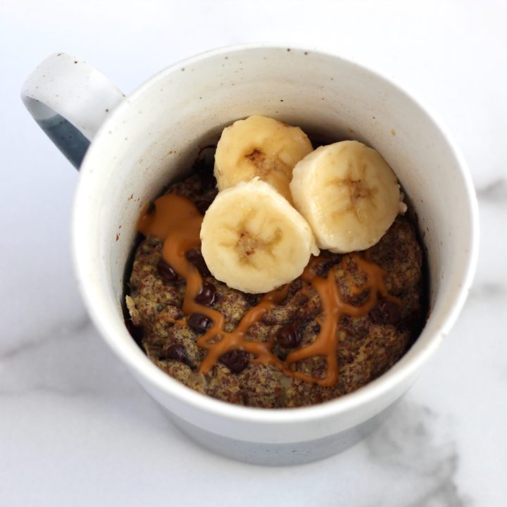 Banana Chocolate Chip Flax Mug Muffin Healthy Breakfast or Dessert