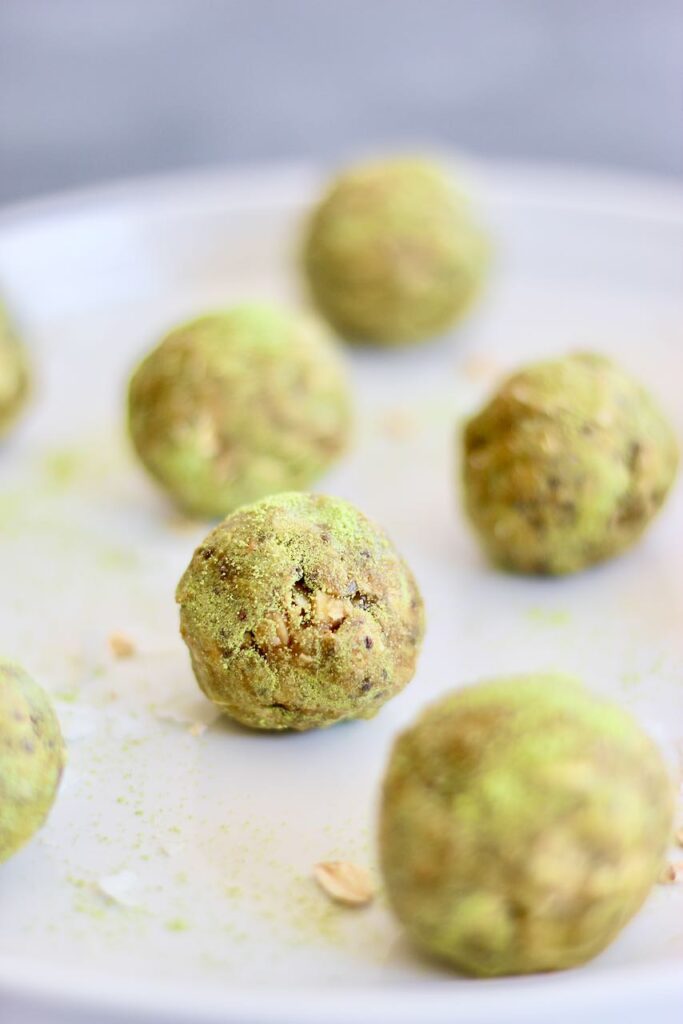 Close up of matcha balls