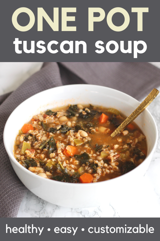 One Pot Tuscan Farro Soup with White Beans and Kale