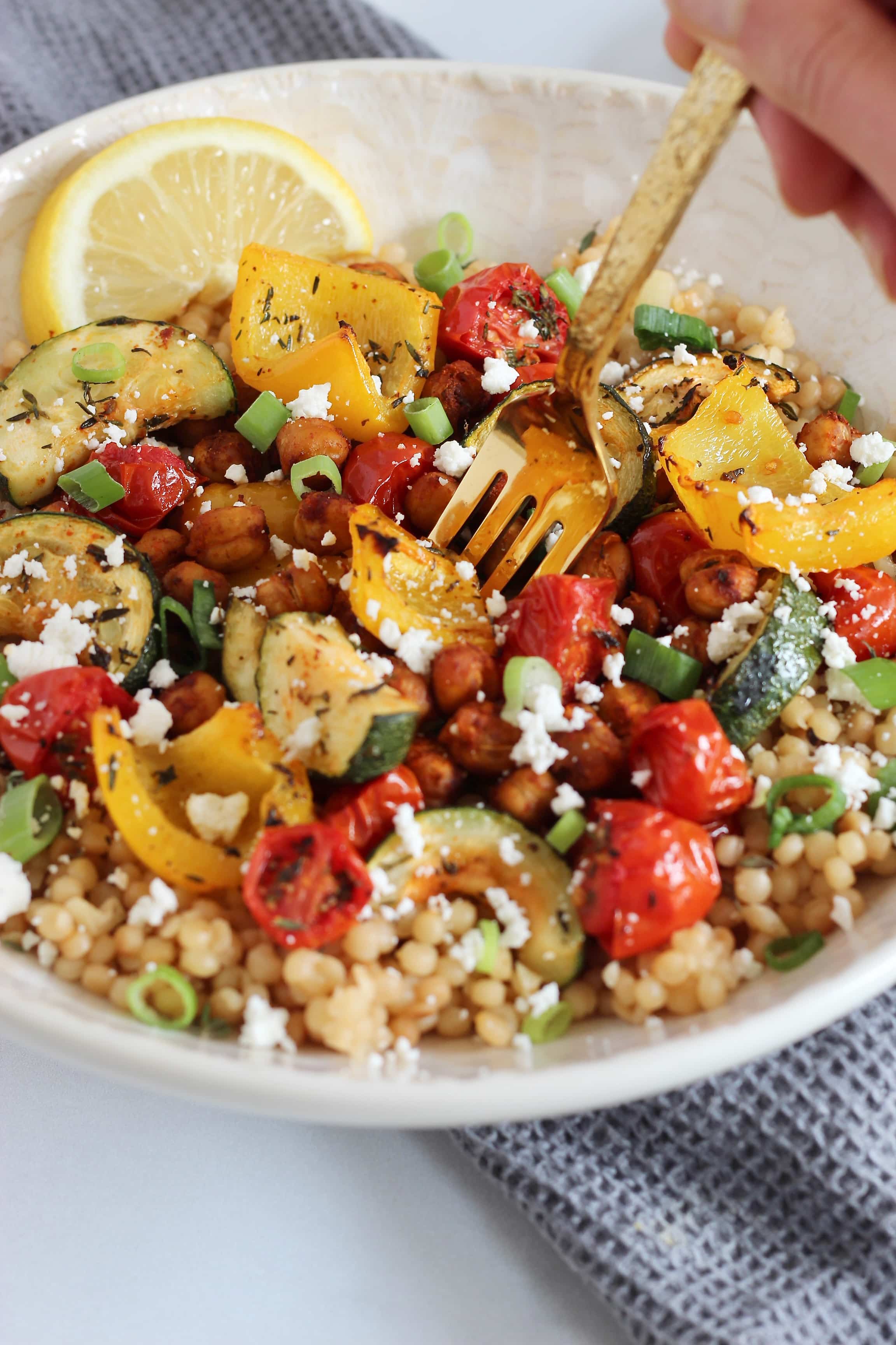 Mediterranean Roasted Chickpea Couscous Bowls