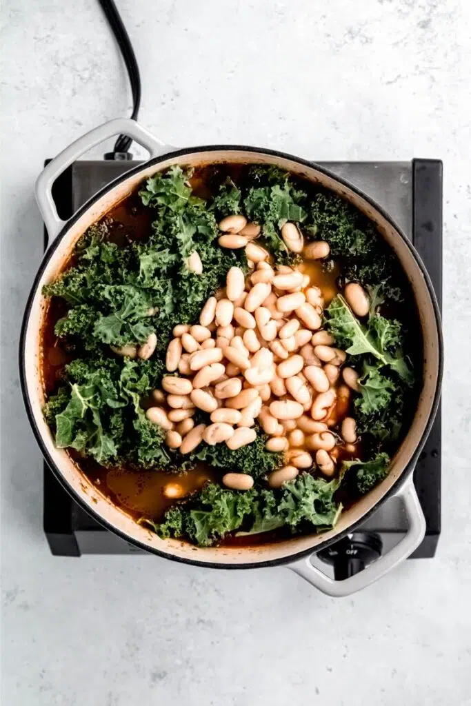 Finish with greens and beans