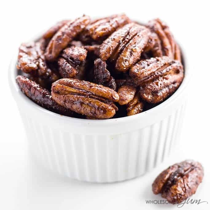 wholesomeyum how to make sugar free candied pecans low carb gluten free