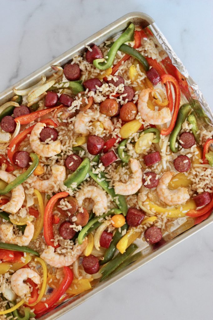 Sheet Pan Jambalaya–an easy meal to start out with