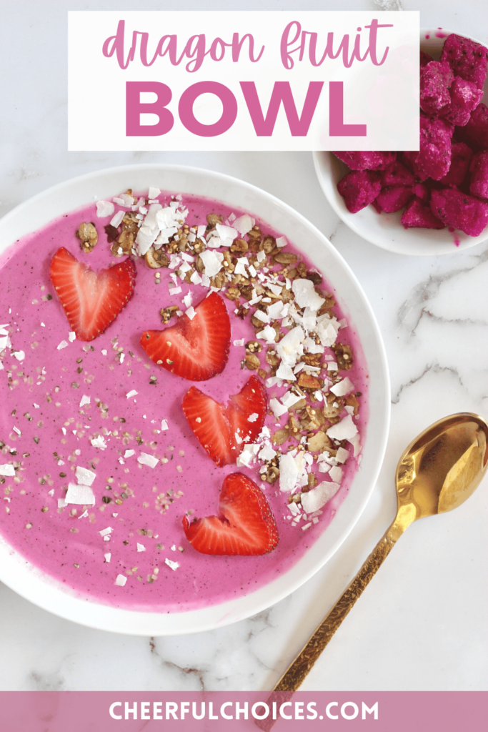 Pinterest image displaying text overlay reading dragon fruit bowl