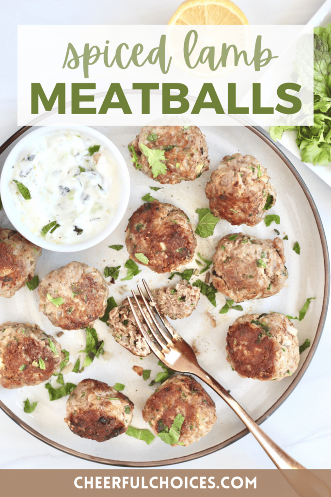 These lamb meatballs are filled with Mediterranean spices and fresh herbs. Served with a quick tzatziki on the side. 