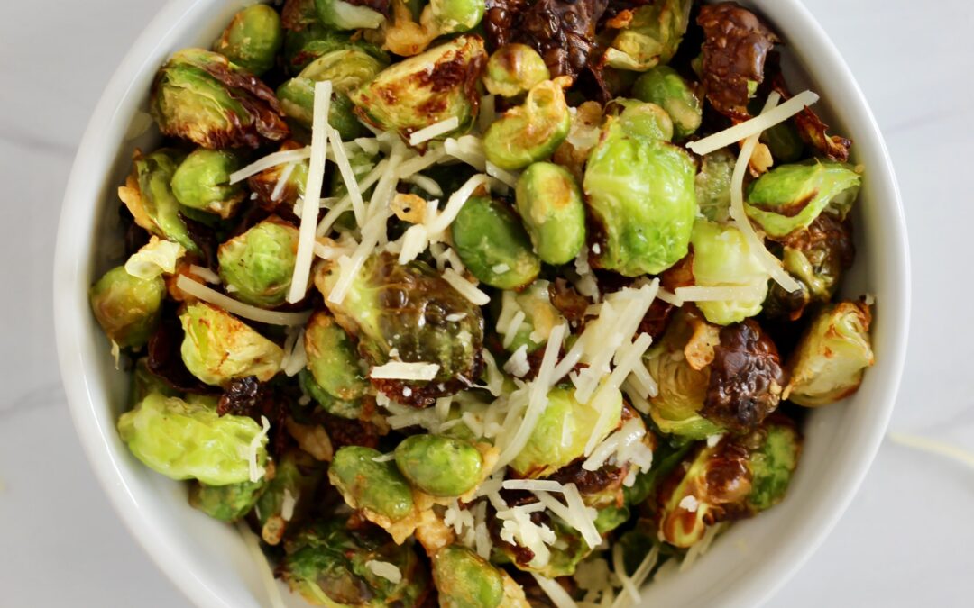 Air Fryer Edamame with Brussels Sprouts￼