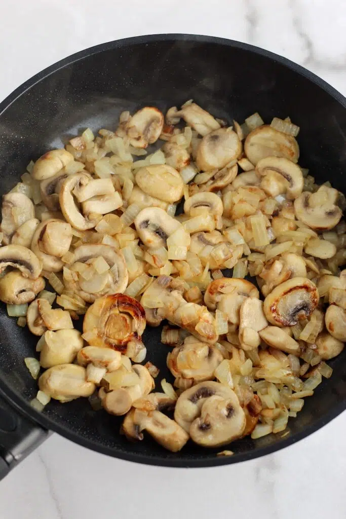 Mushrooms in a black pan