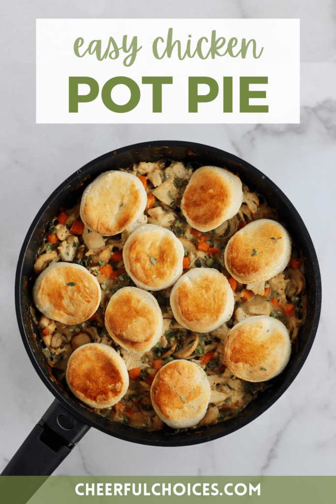 easy chicken pie made in a cast iron pan