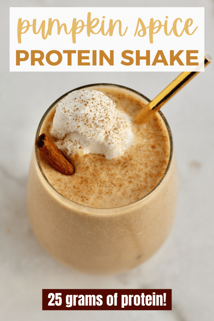 Looking for the perfect pumpkin dessert? Try this 5-ingredient pumpkin spice protein shake packed with 25g of protein! Vegan and gluten-free.