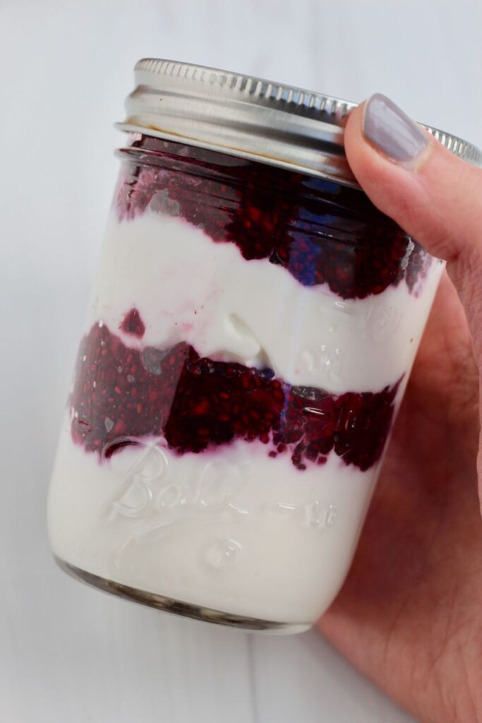 Mason Jar Yogurt Parfait with chia jam