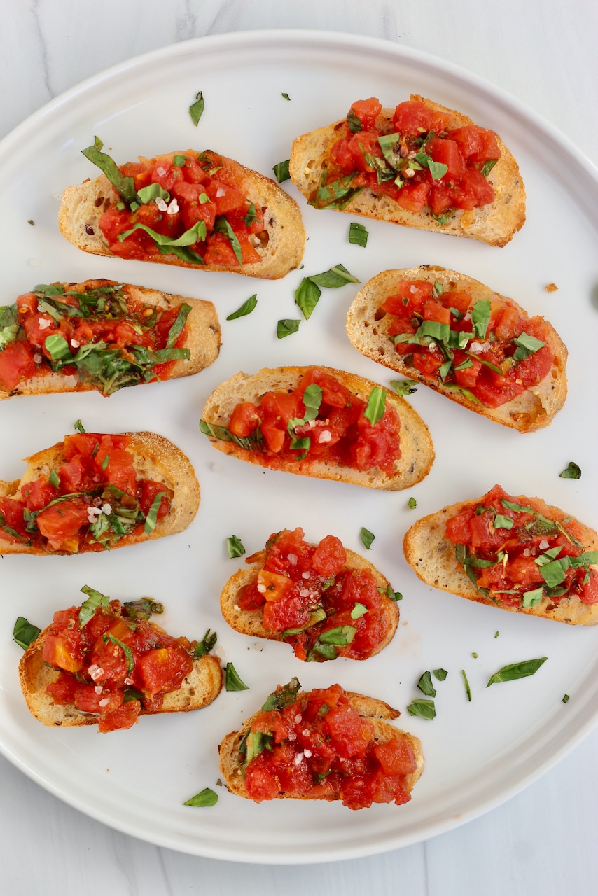Tomato Bruschetta made with canned tomatoes
