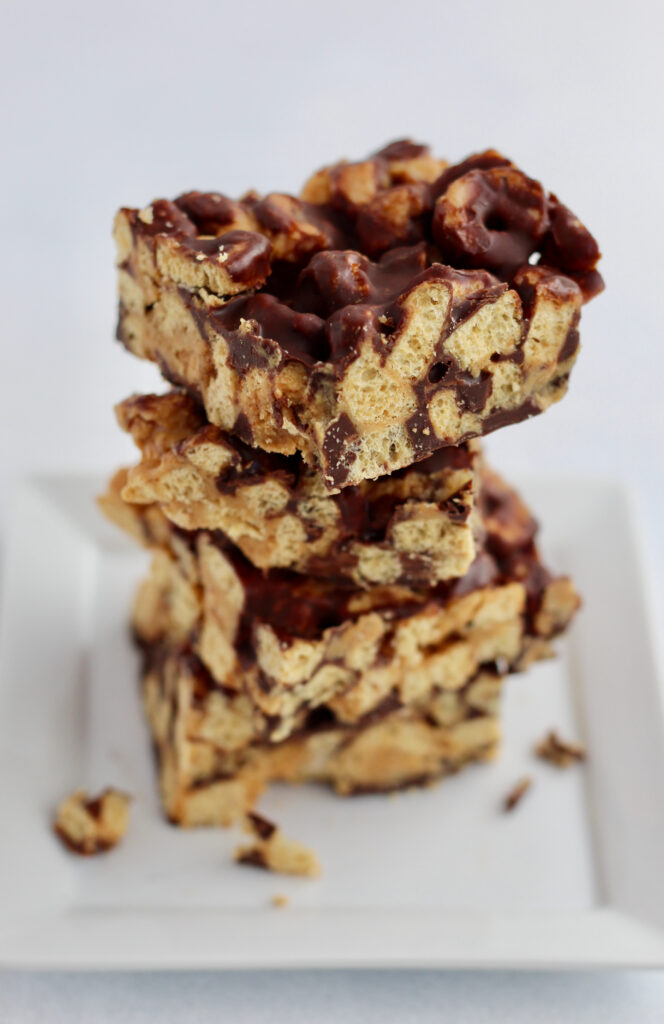 Cereal bars stacked up