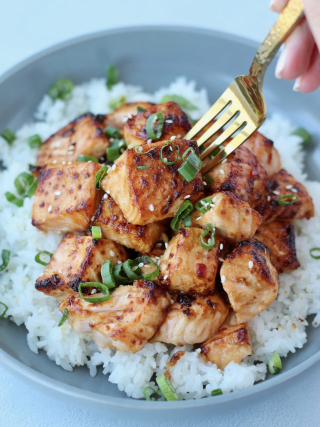 Air Fryer Salmon Bites with Easy Bang Bang Sauce Cheerful Choices