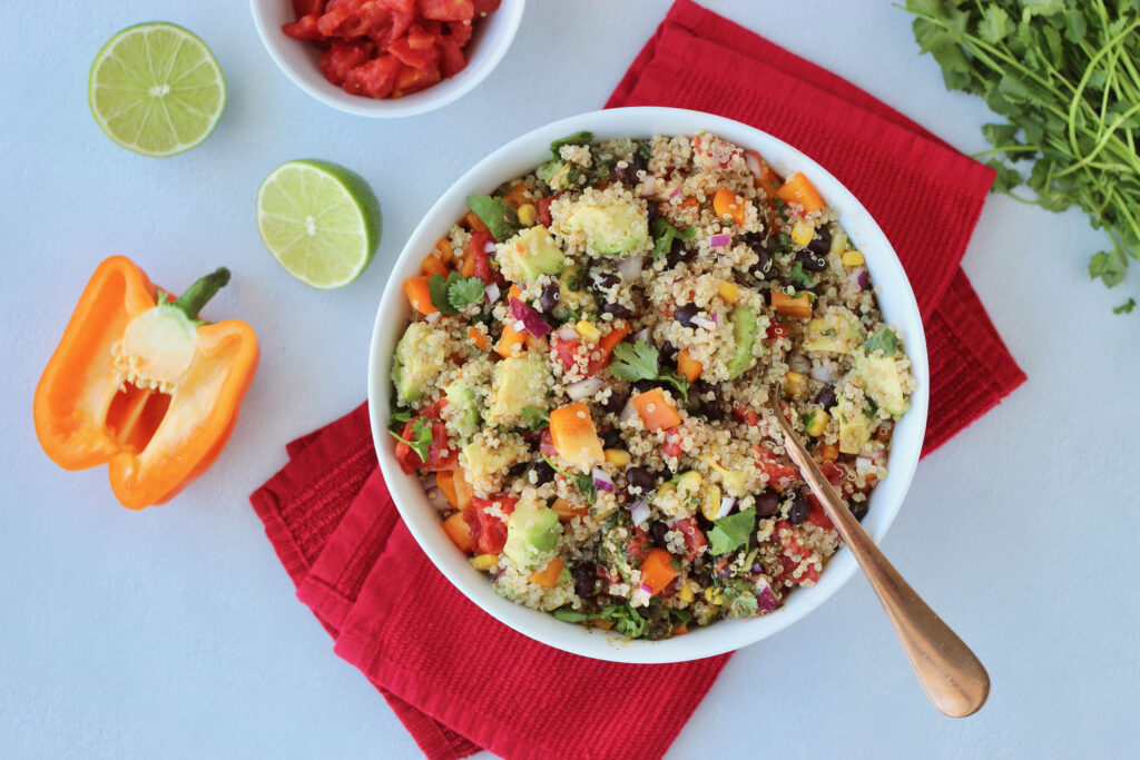 Southwestern quinoa salad with canned tomatoes