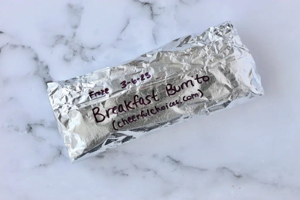 Make ahead breakfast burrito wrapped in foil