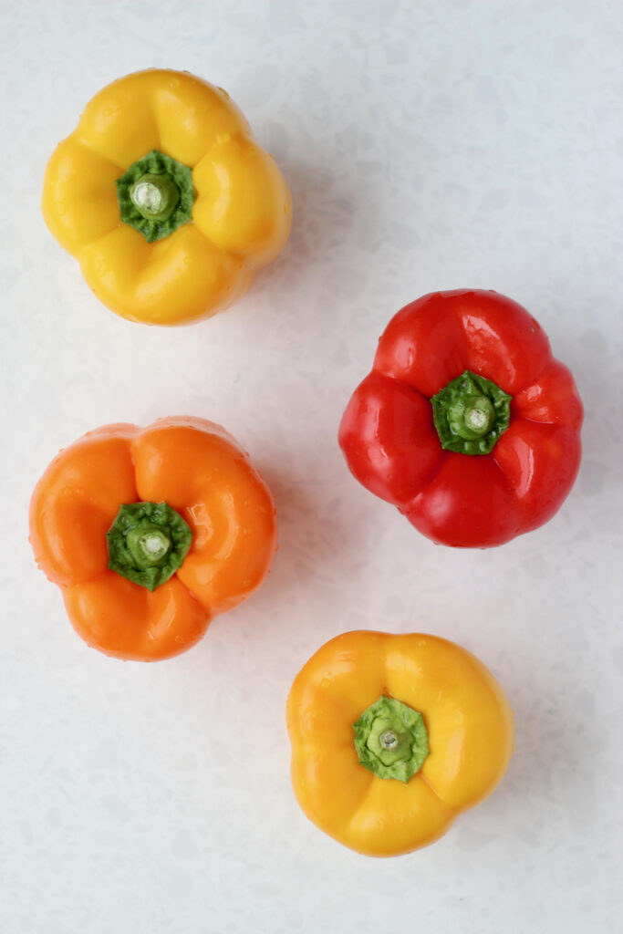 Yellow, red, and orange bell peppers