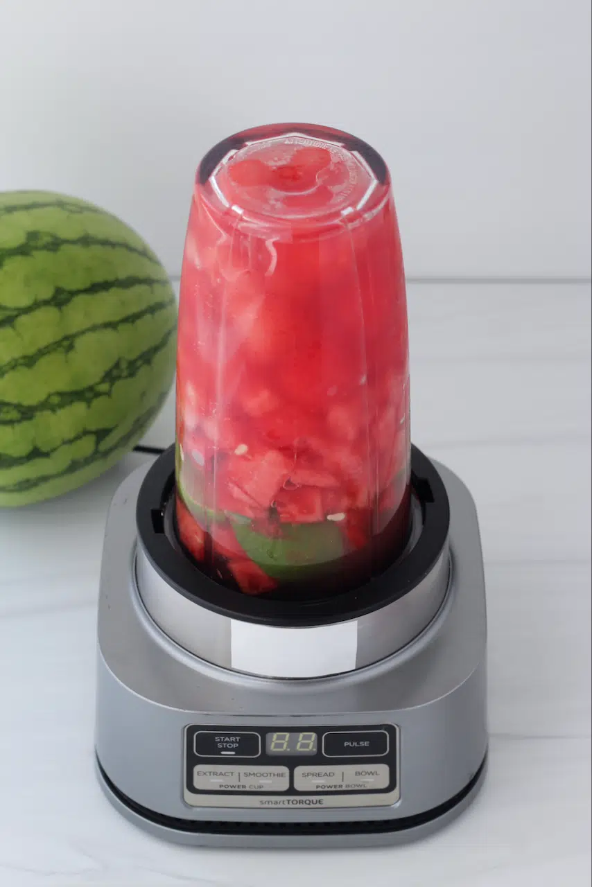 Watermelon and lime in blender