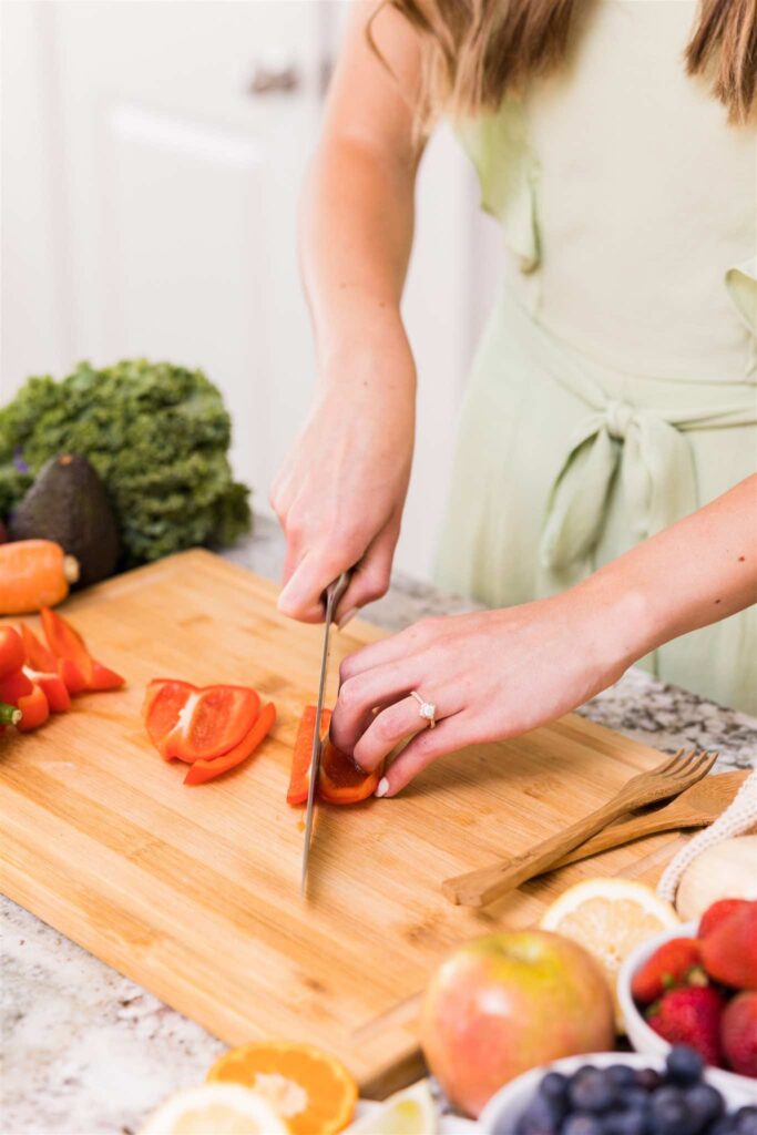 Chopping veggies as part of a healthy lifestyle