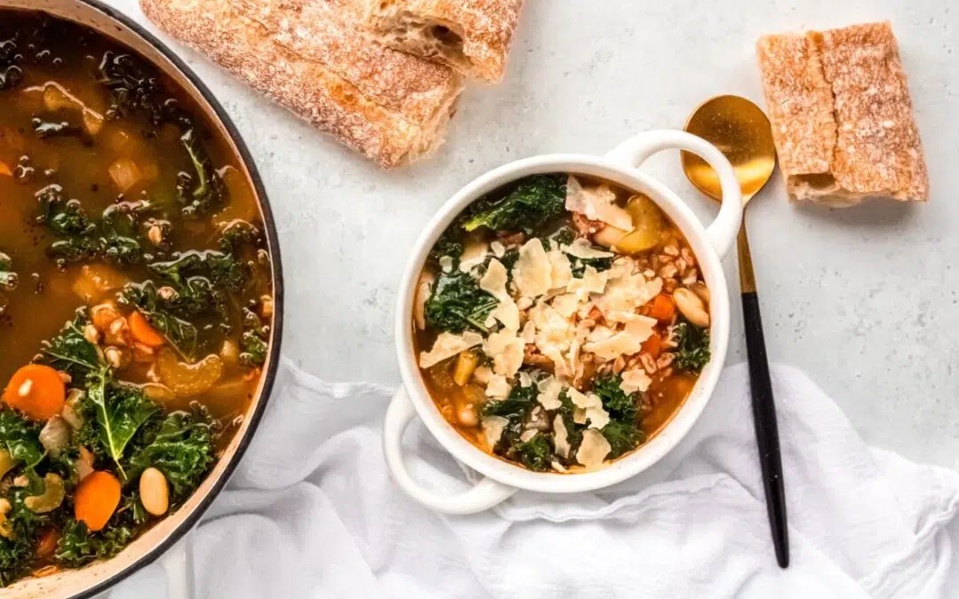 Tuscan Farro Soup with White Beans and Kale