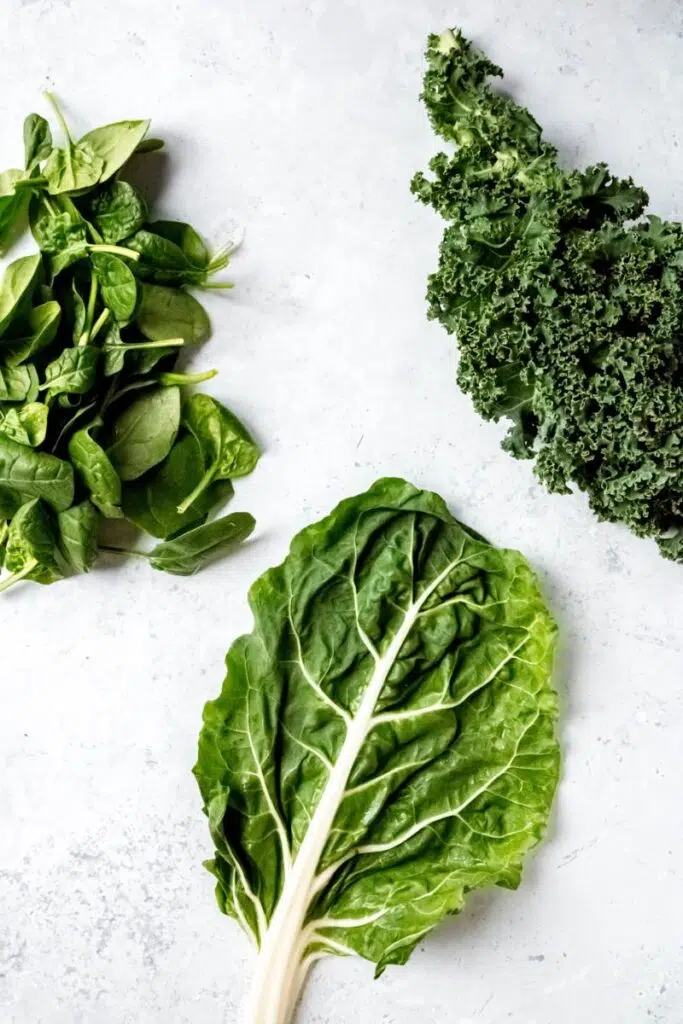 Leafy greens of your choice including spinach, kale, and chard