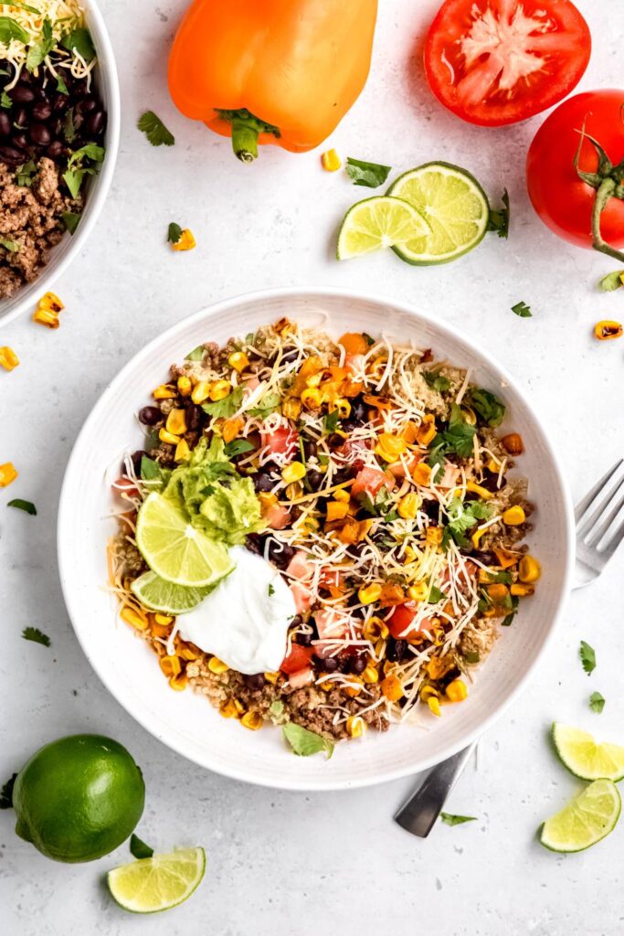 Healthy quinoa taco bowl 