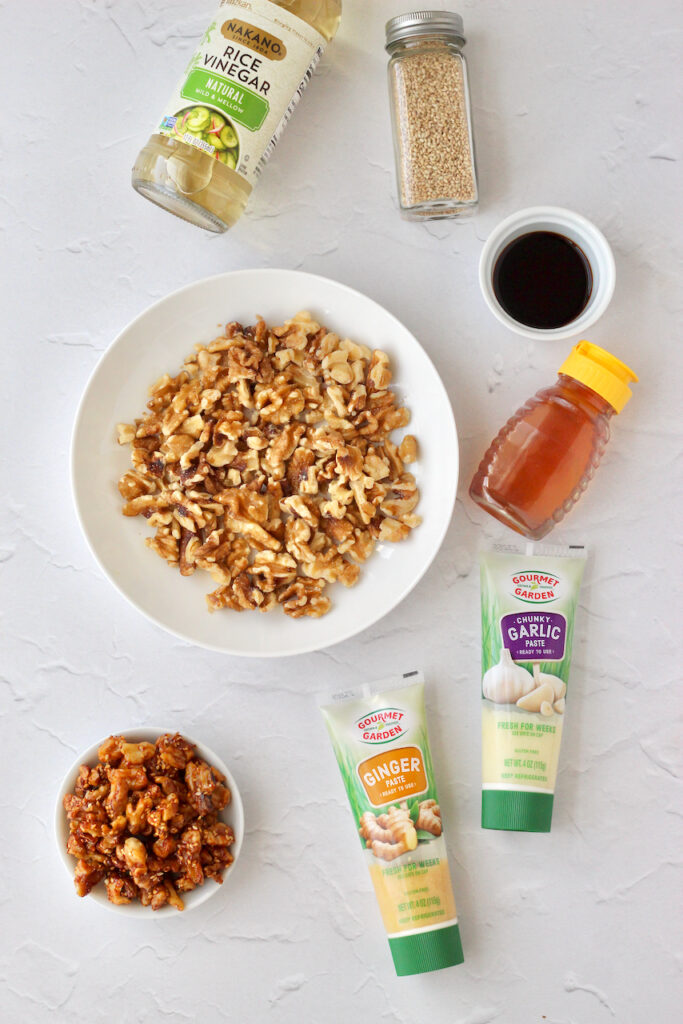 Ingredients for honey glazed walnuts