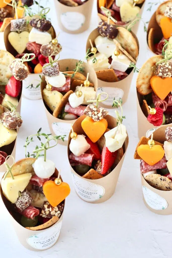 Numerous charcuterie on a white backdrop