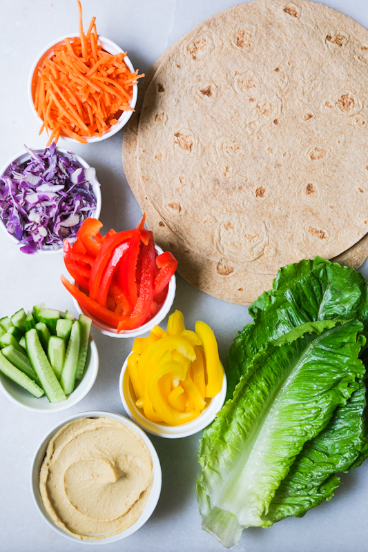 All the ingredients prepped and in white bowls 