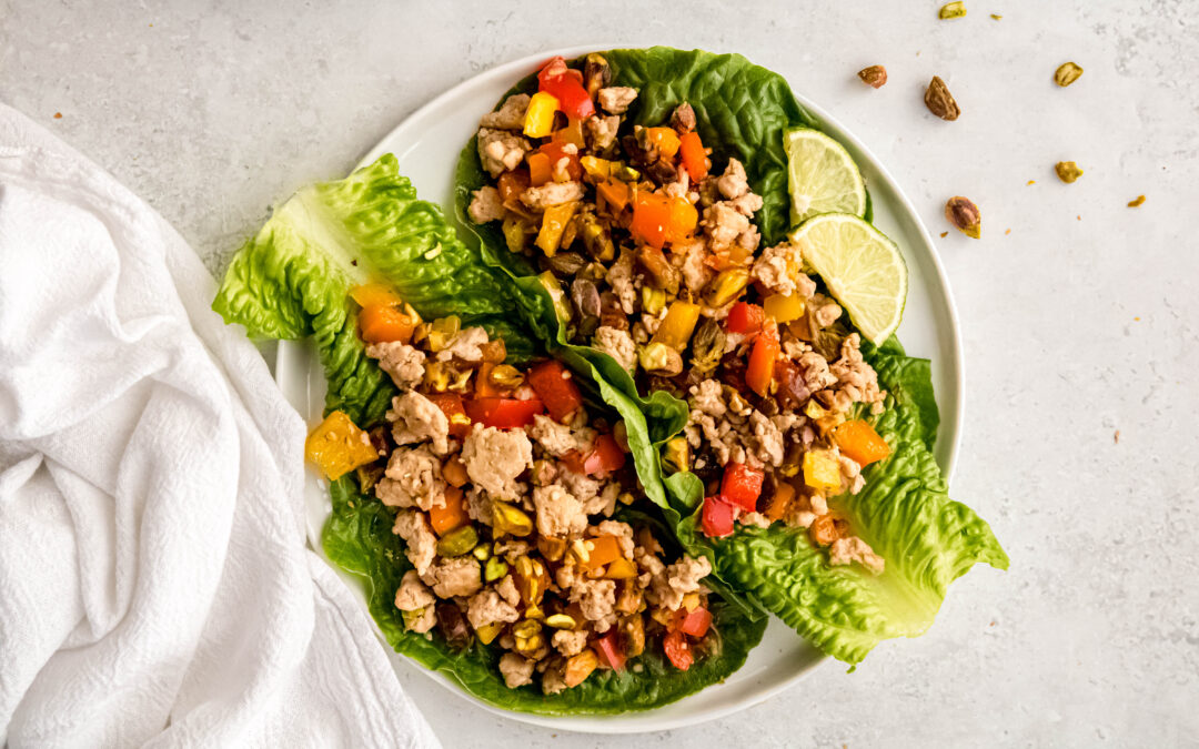 Meal Prep Chicken Lettuce Wraps with Pistachios