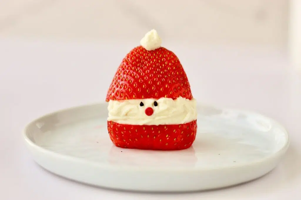 Strawberry Santa hat close up