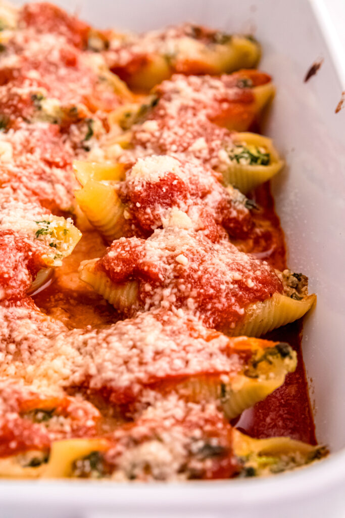 Stuffed shells in baking dish