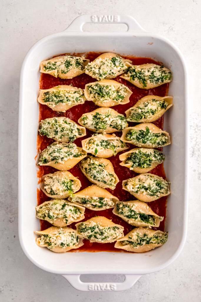 Stuffed shells in baking dish