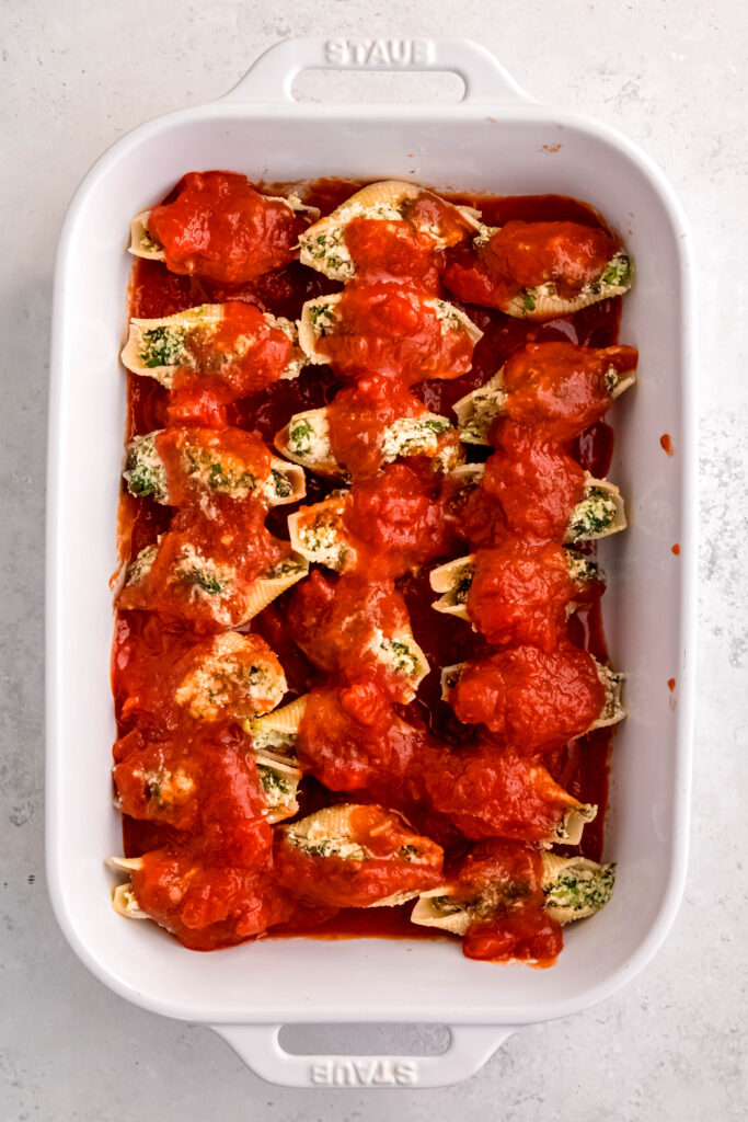 stuffed shells covered in marinara