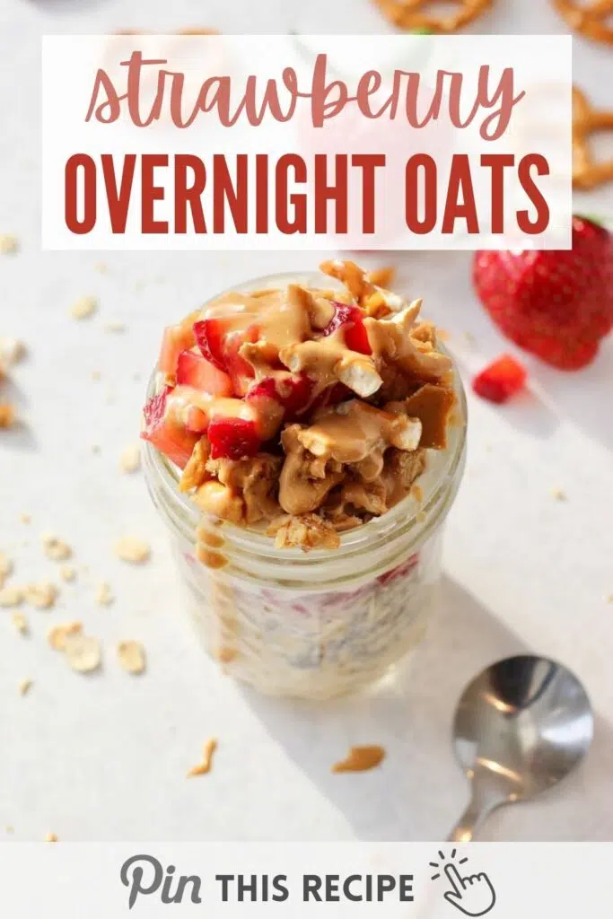 strawberry overnight oats with pretzels