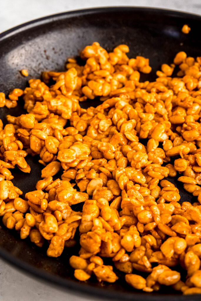 Close up of tempeh after cooking