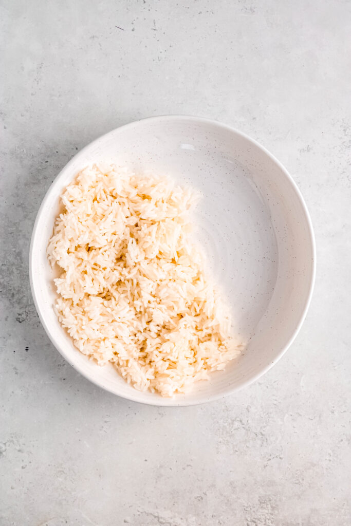 Rice in white bowl