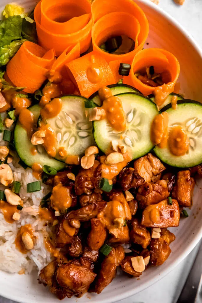 Steak Bulgogi-Inspired Bowl with Gochujang Peanut Sauce