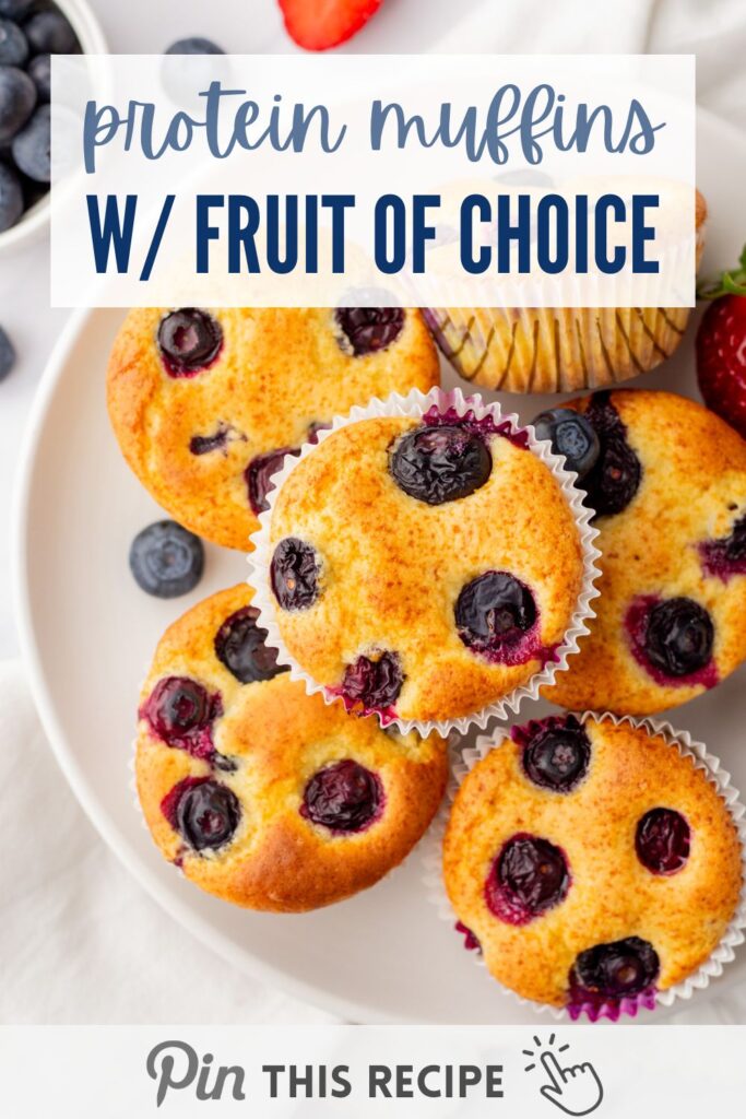 Customizable protein muffins with fruit of your choice like blueberries or peaches