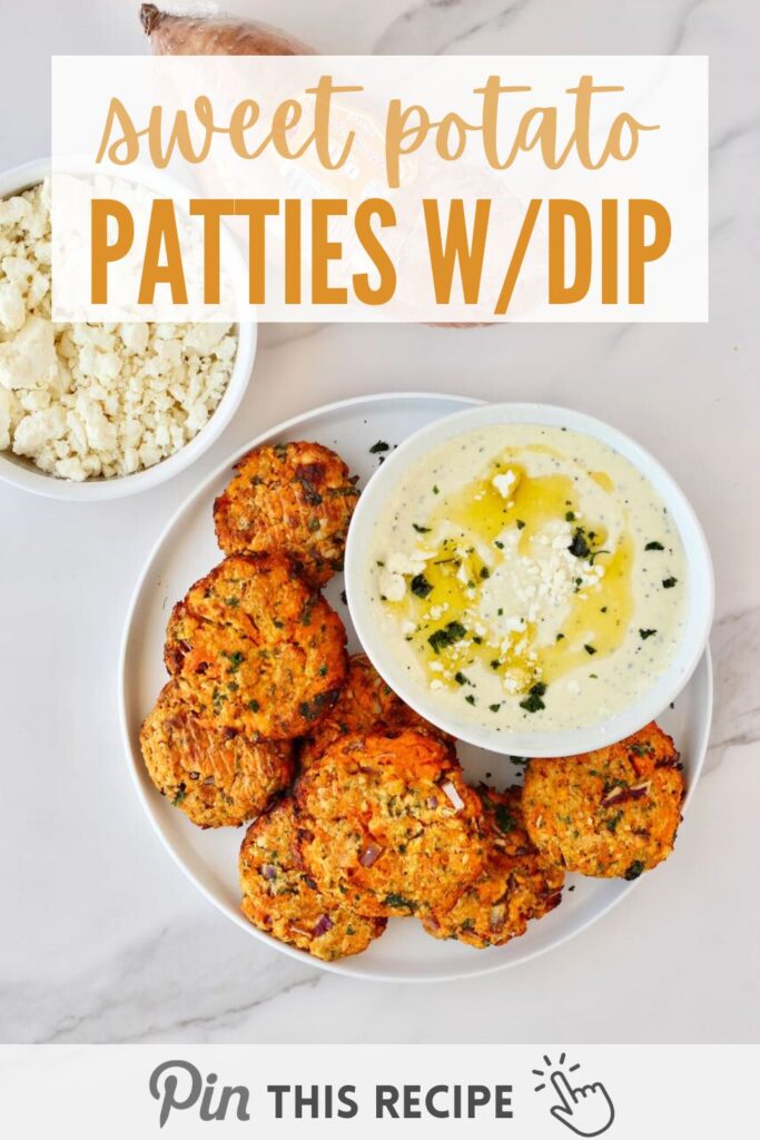 Sweet Potato Patties with Whipped Feta Dip-Pinterest