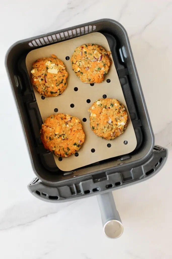 4 crispy sweet potato patties in air fryer